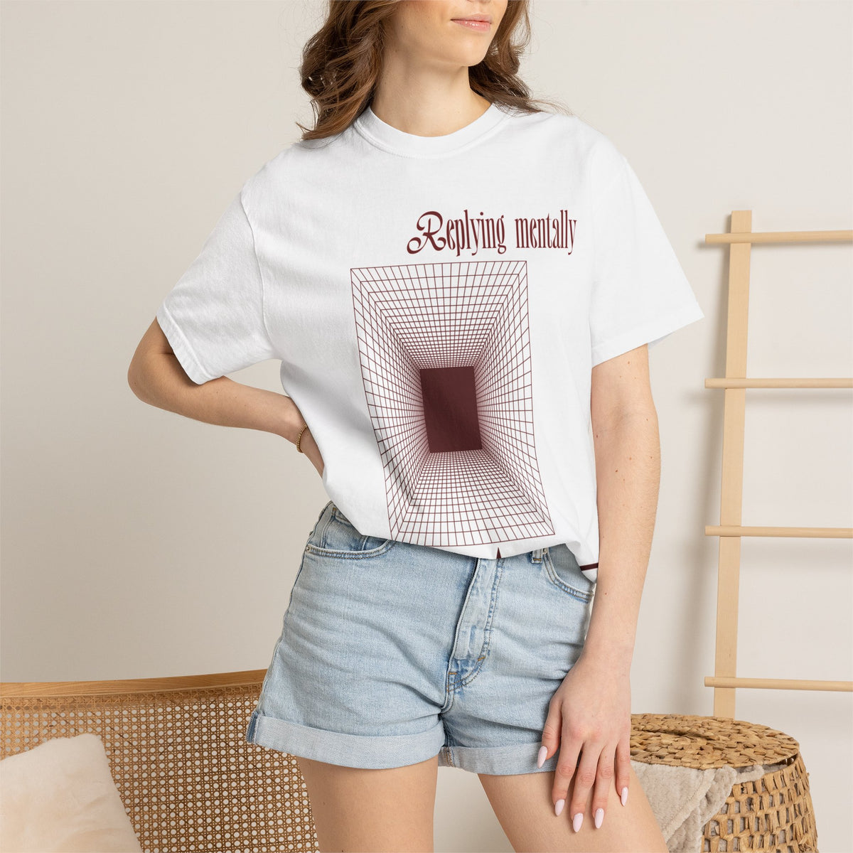 T-Shirt — 'Replying Mentally' Optical Tunnel Graphic Tee