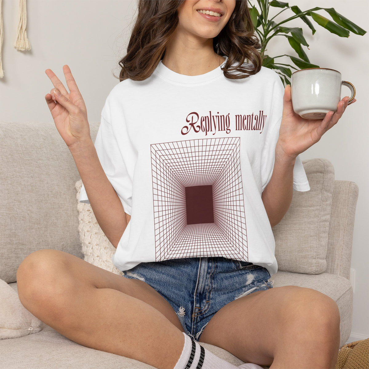 T-Shirt — 'Replying Mentally' Optical Tunnel Graphic Tee