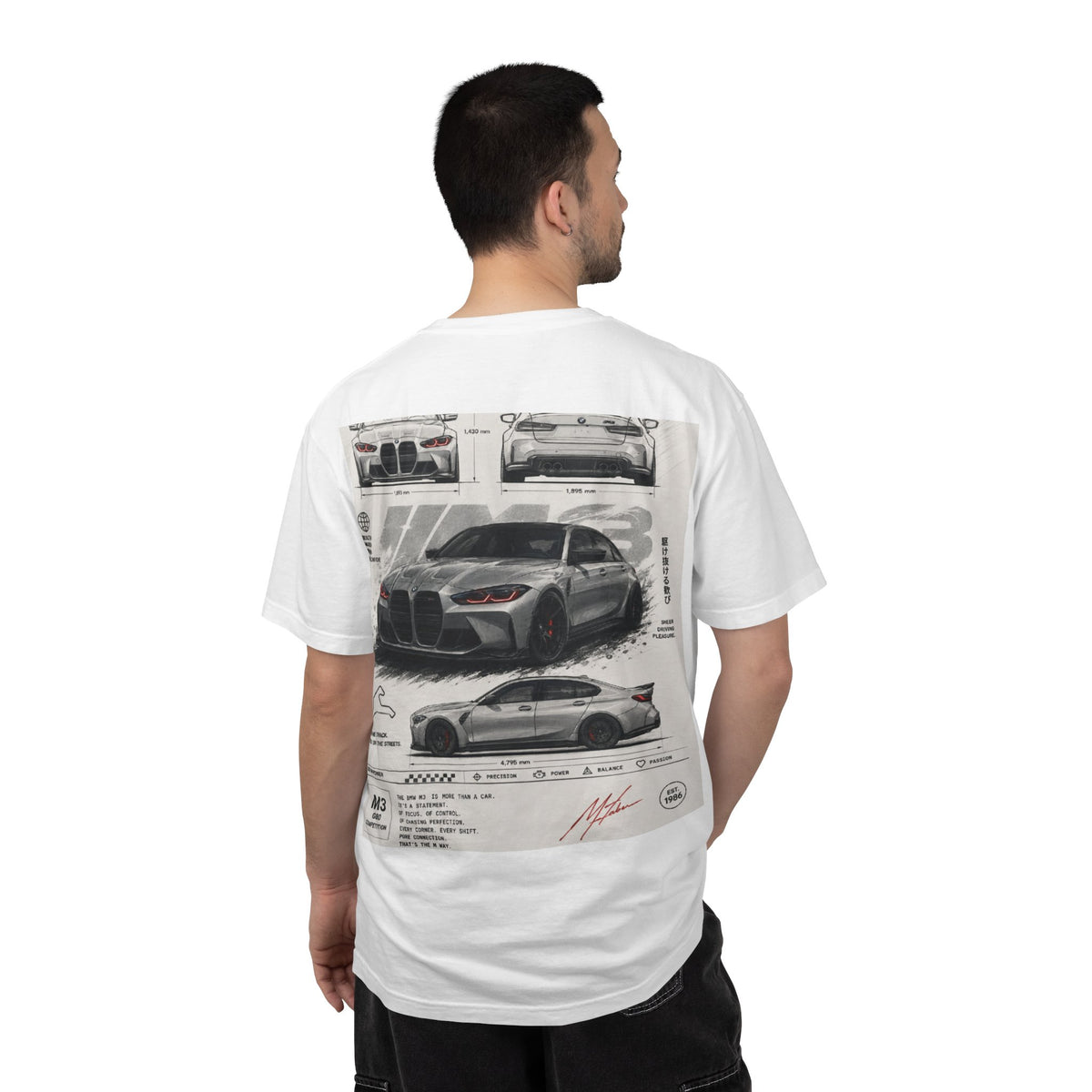 BMW M3 Blueprint T-Shirt — Automotive Sketch Racing Tee