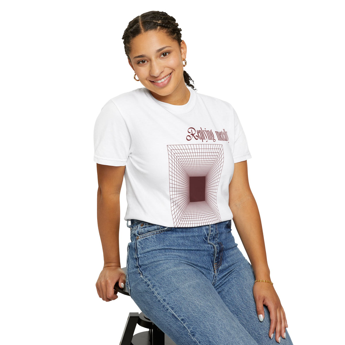 T-Shirt — 'Replying Mentally' Optical Tunnel Graphic Tee