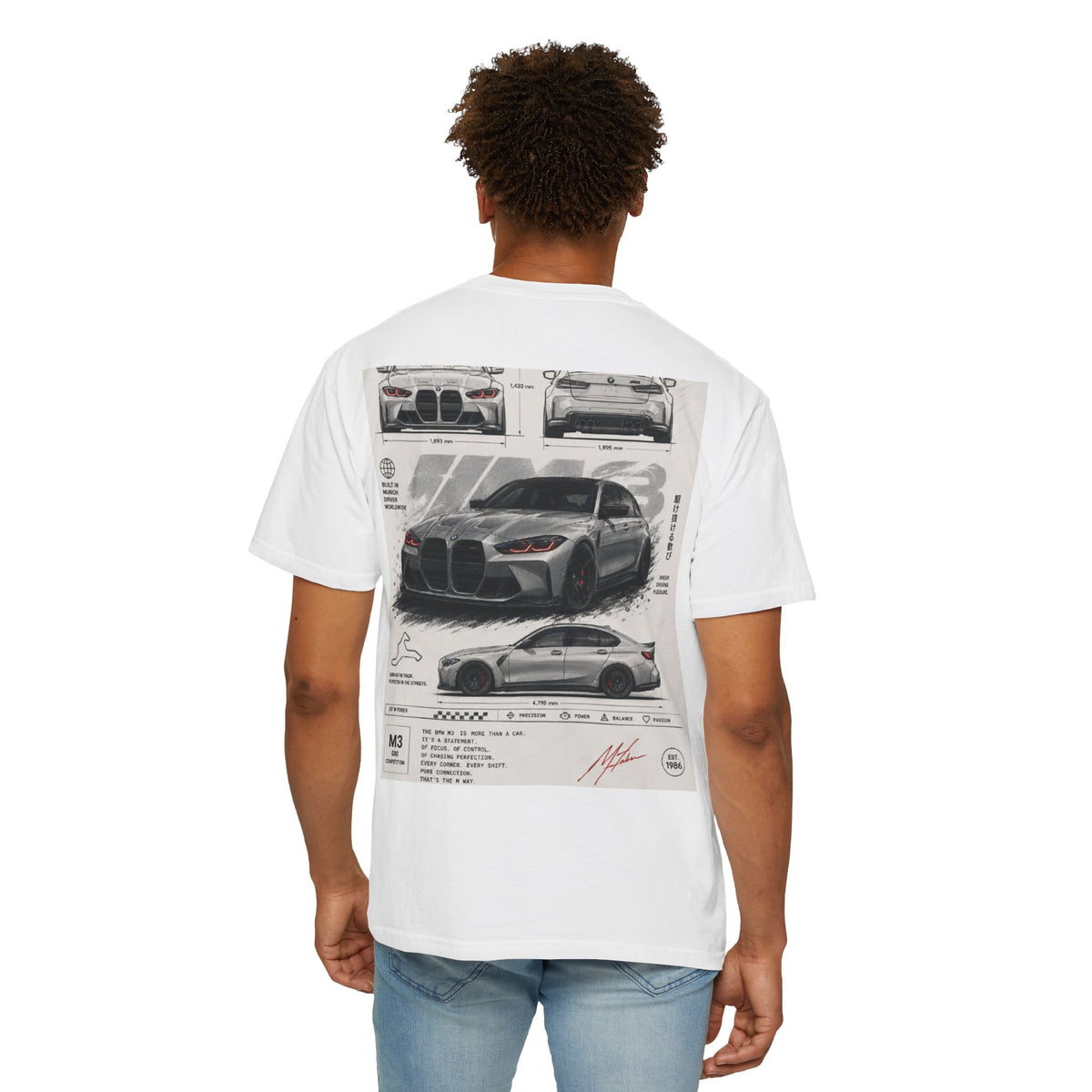 BMW M3 Blueprint T-Shirt — Automotive Sketch Racing Tee