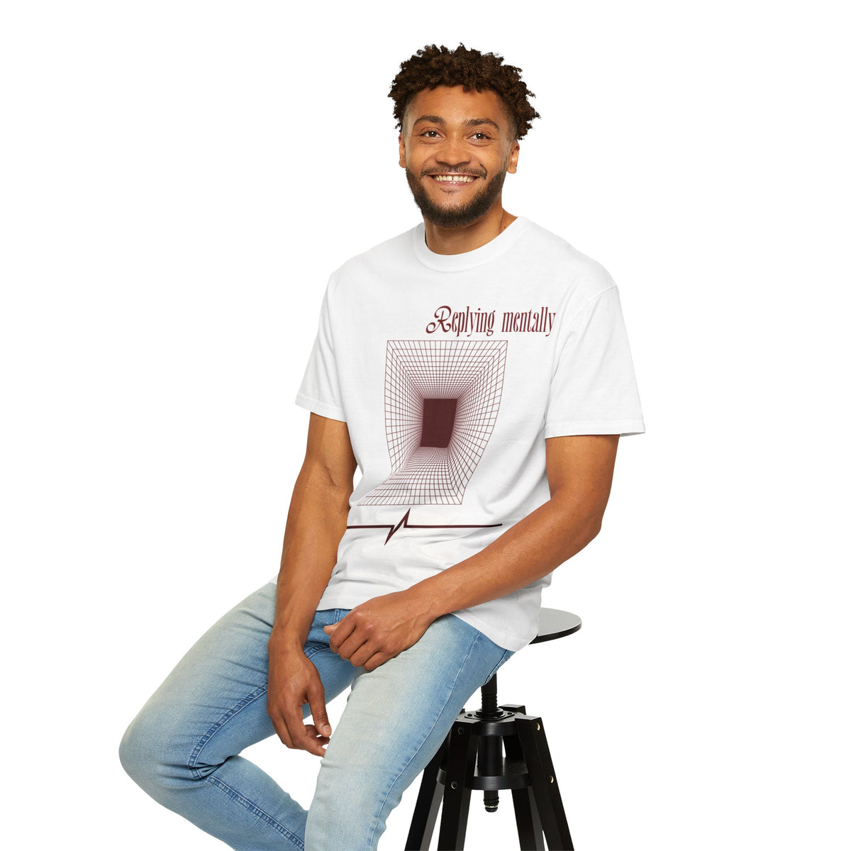 T-Shirt — 'Replying Mentally' Optical Tunnel Graphic Tee
